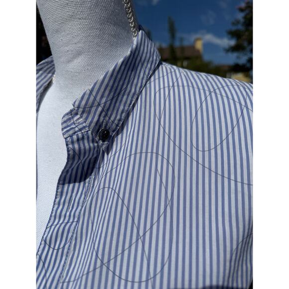 MSRP $245 Women’s Theory Pinstriped Cotton & Silk Button-down w/ Pockets Size M - Picture 3 of 9